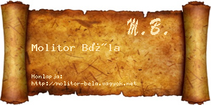 Molitor Béla névjegykártya